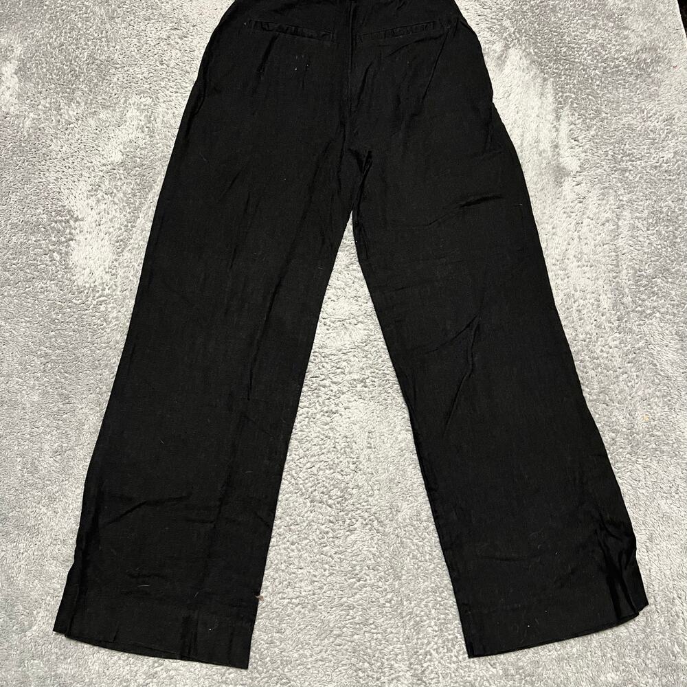 Abercrombie & Fitch Pants Womens Small Linen Wide Leg Black Relaxed Trouser - Picture 3 of 10